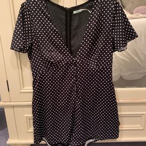 Urban Outfitters black and white polka dot romper